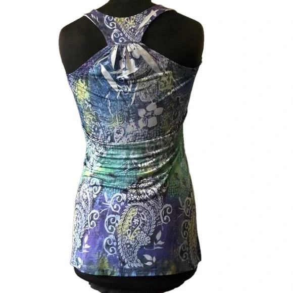Long Multicoloured Racerback Top, Size Medium - Picture 2 of 5
